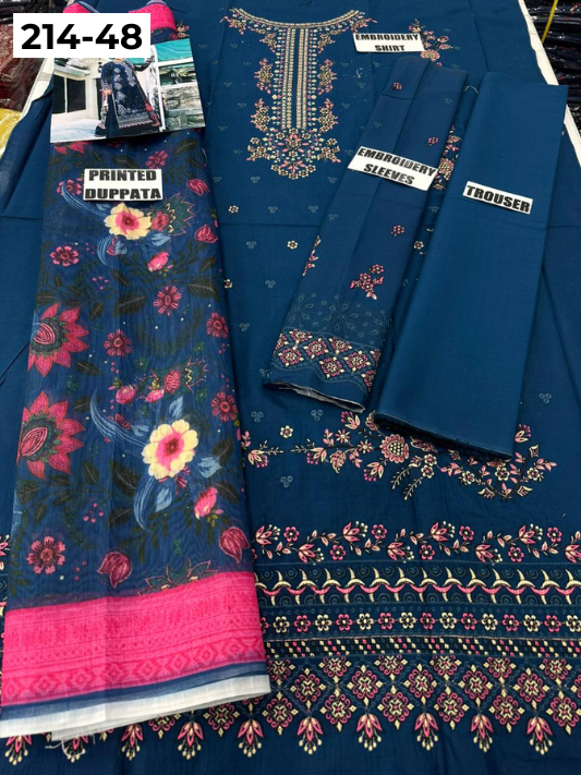 VOL 214 | DS 48 | LAWN LUXURY EMBROIDERED 3PC