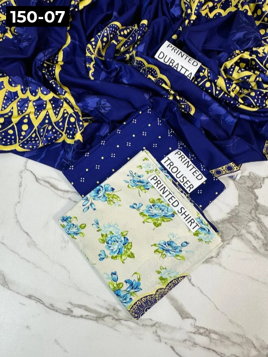 VOL 150 | DS 07 | DIGITAL PRINTED LINEN 3PC LINEN DUPATTA