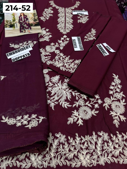 VOL 214 | DS 52 | LAWN LUXURY EMBROIDERED 3PC