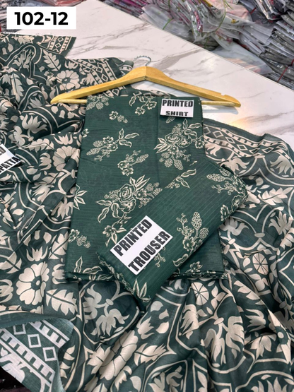 VOL 102 | DS 12 | DIGITAL PRINTED TANA DORA LAWN 3PC VOIL LAWN DUPATTA