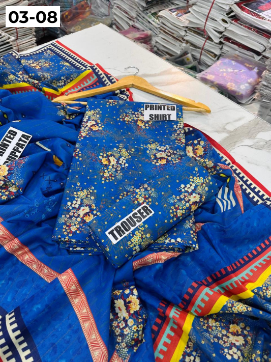 VOL 03 | DS 08 | ZARI LAWN DIGITAL PRINTED 3PC