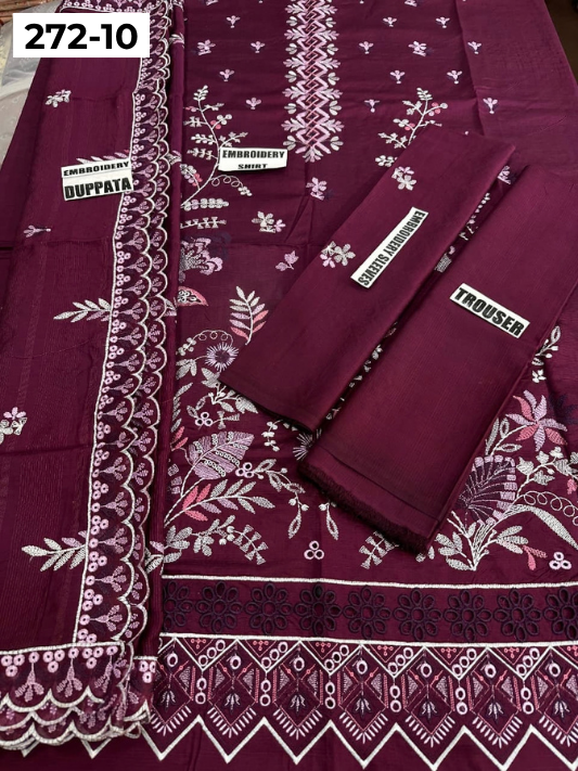 VOL 272 | DS 10 | VISCOS SLUB EMBROIDERY 3PC