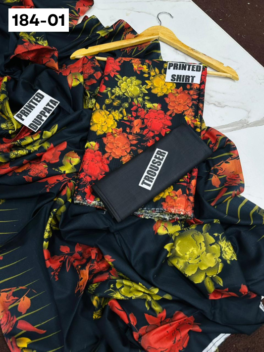 VOL 184 | DS 01 | DIGITAL PRINTED BANADORA LINEN 3PC LINEN DUPATTA