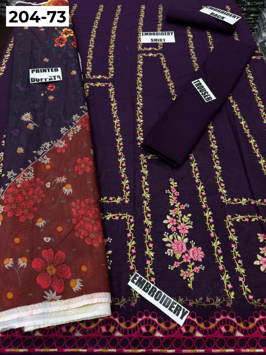 Vol 204 | DS 73 | LAWN EMBROIDERED THREE PIECE COLLECTION