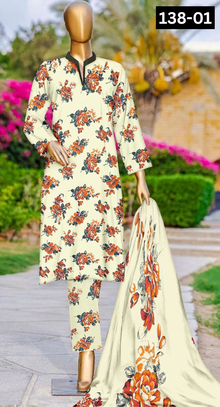 VOL 138 | DS 01 | DIGITAL PRINTED LAWN 3PC VOIL LAWN DUPATTA