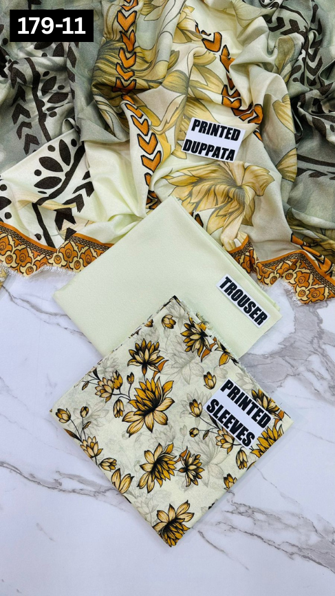 VOL 179 | DS 11 | DIGITAL PRINTED BANADORA KARANDI 3PC DYED TROUSER