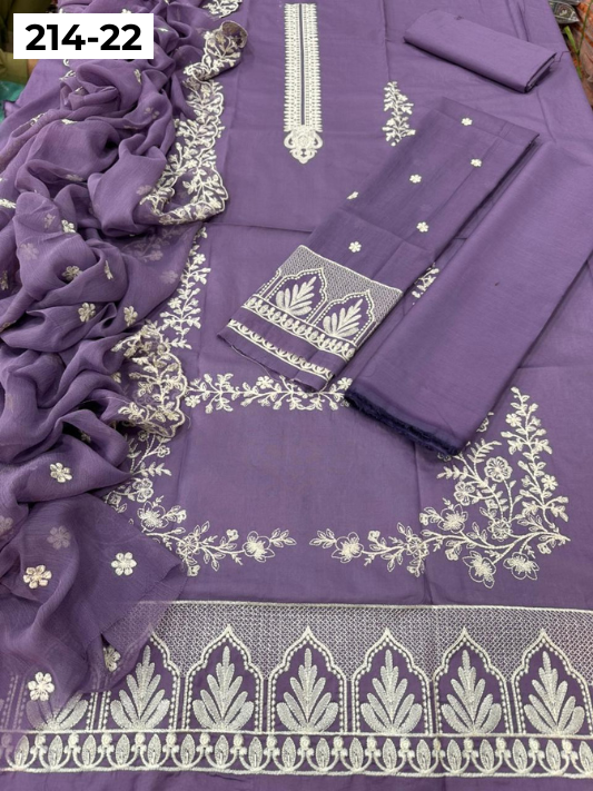 VOL 214 | DS 22 | LAWN LUXURY EMBROIDERED 3PC