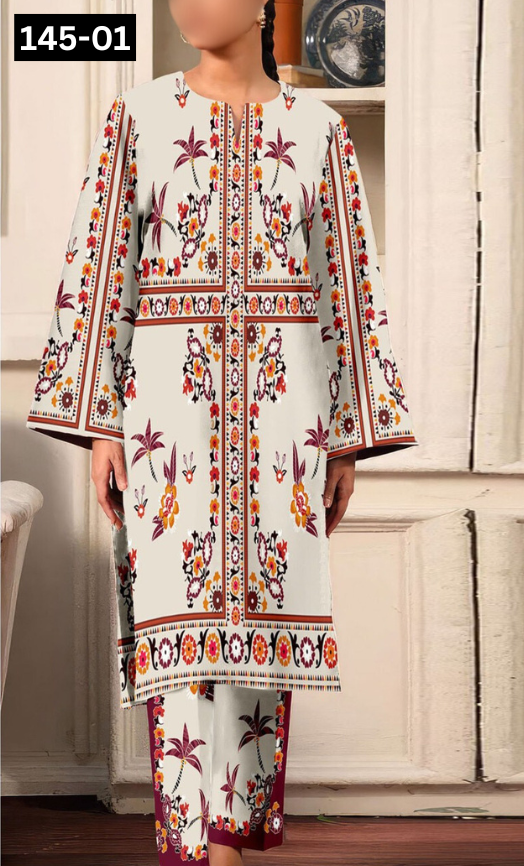 VOL 145 | DS 01 | DIGITAL PRINTED LAWN 2PC | CO-ORD SET