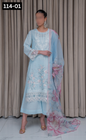 VOL 114 | DS 01 | SHANAYA LAWN EMBROIDERED 3PC PURE ORGANZA DUPATTA