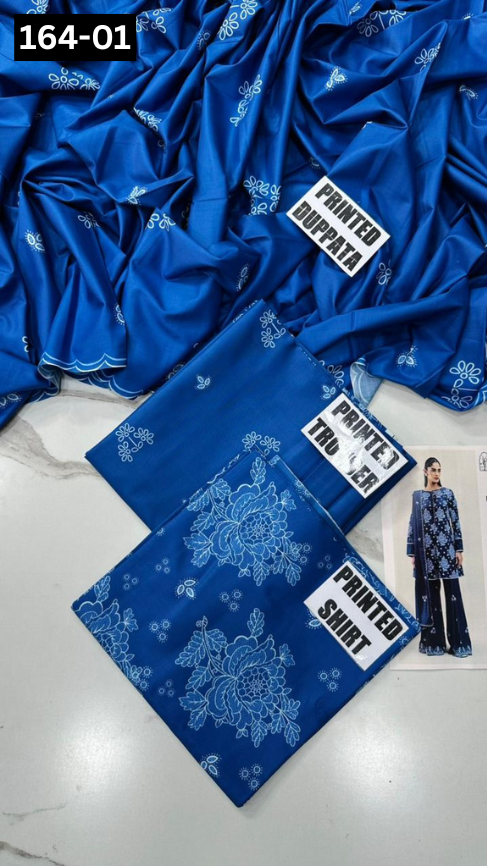 VOL 164 | DS 01 | DIGITAL PRINTED LINEN 3PC LINEN DUPATTA