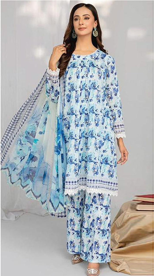 KHAADI LAWN 3pc VOIL DOPATA V74 D1