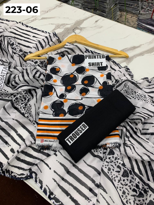 VOL 223 | DS 06 | SAPPHIRE LAWN | DIGITAL PRINTED BANADORA LAWN SHIRT PLAIN TROUSER VOIL LAWN DUPATTA