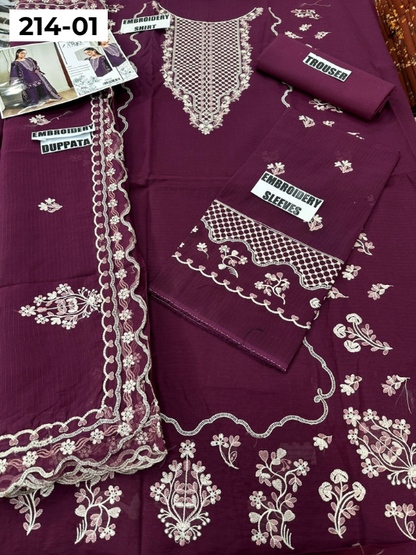 VOL 214 | DS 01 | LAWN LUXURY EMBROIDERED 3PC