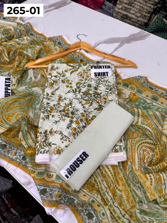 VOL 265 | DS 01 | LALA CLASSIC | DIGITAL PRINTED 3PC LAWN SHIRT, DYED TROUSER, PRINTED VOIL DUPATTA