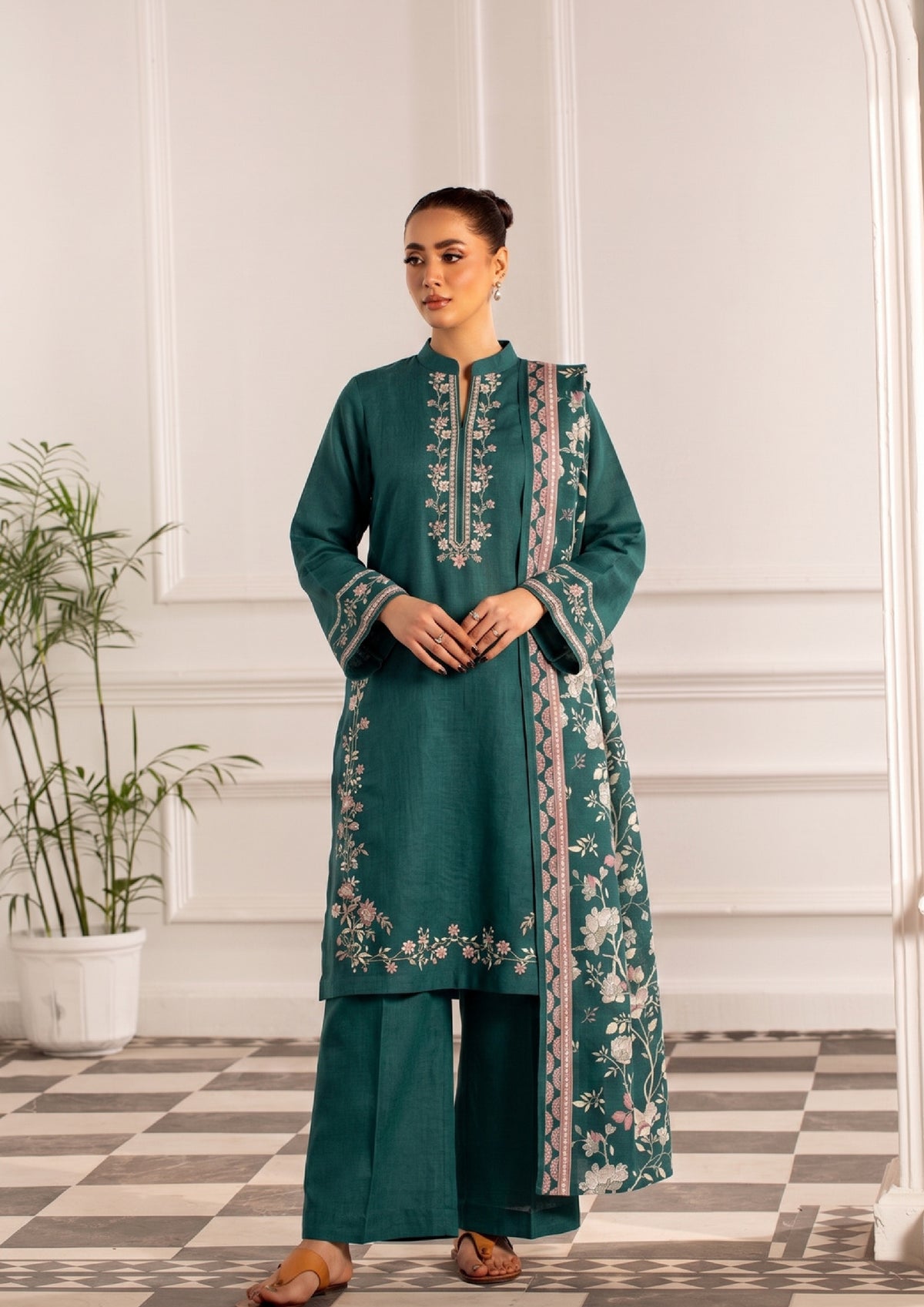 VOL 275 | DS 01 | SHANAYA | DIGITAL PRINTED 3PC STONE LINEN SHIRT, PRINTED TROUSER, PRINTED STONE LINEN DUPATTA