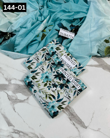 VOL 144 | DS 01 | DIGITAL PRINTED LAWN 3PC VOIL LAWN DUPATTA