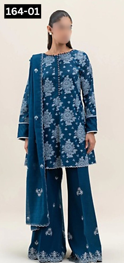 VOL 164 | DS 01 | DIGITAL PRINTED LINEN 3PC LINEN DUPATTA