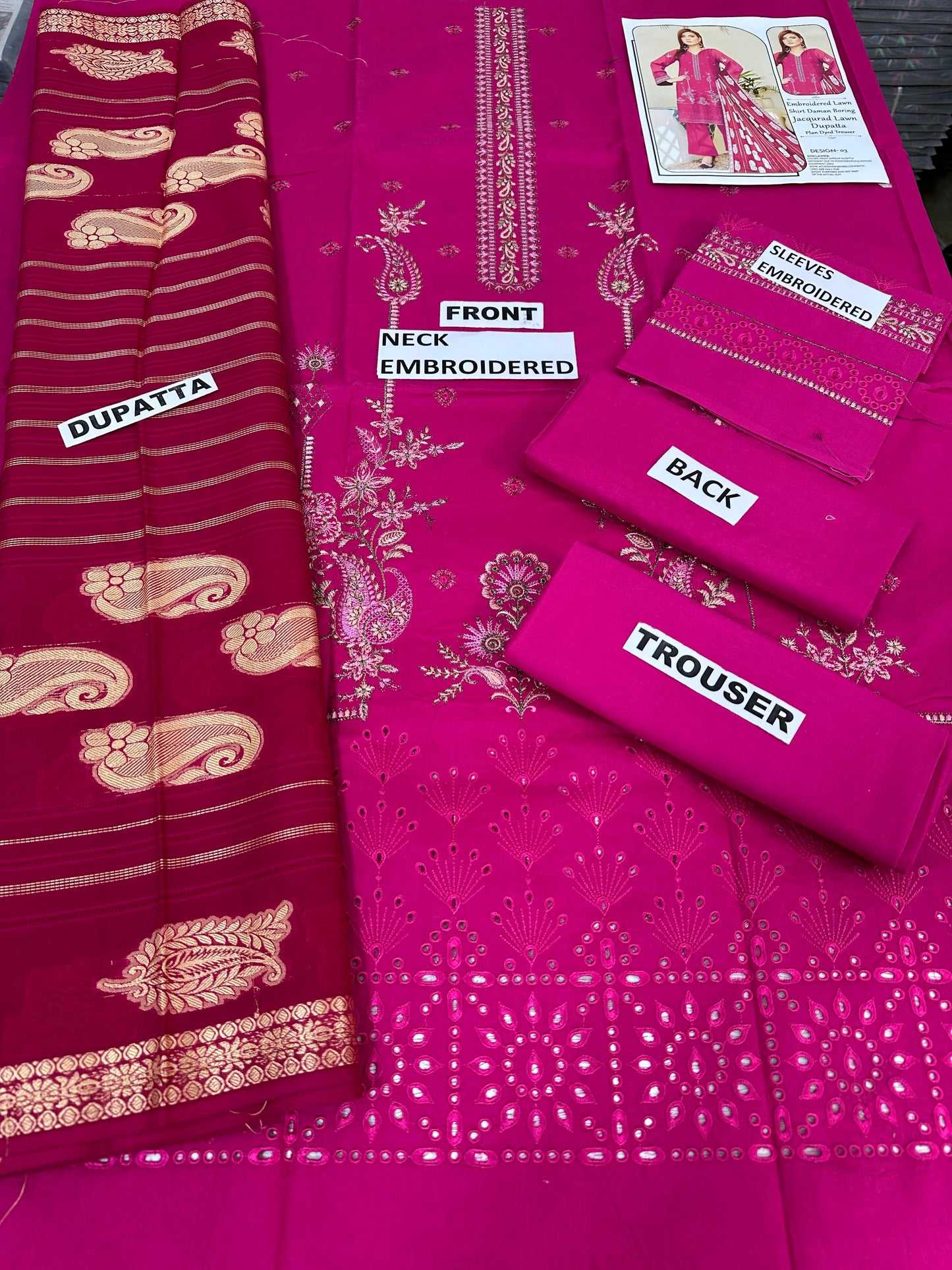 EMBROIDERY LAWN 3PC JACQUARD DUPATTA | DS 01 | LAWN