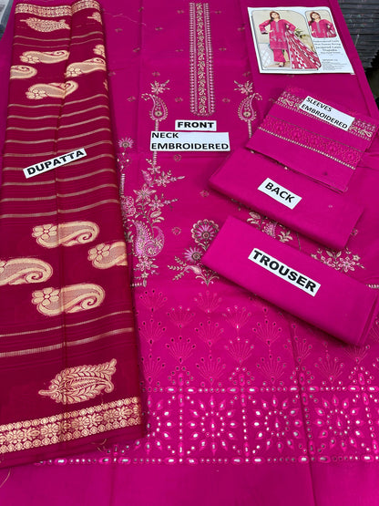 EMBROIDERY LAWN 3PC JACQUARD DUPATTA | DS 01 | LAWN