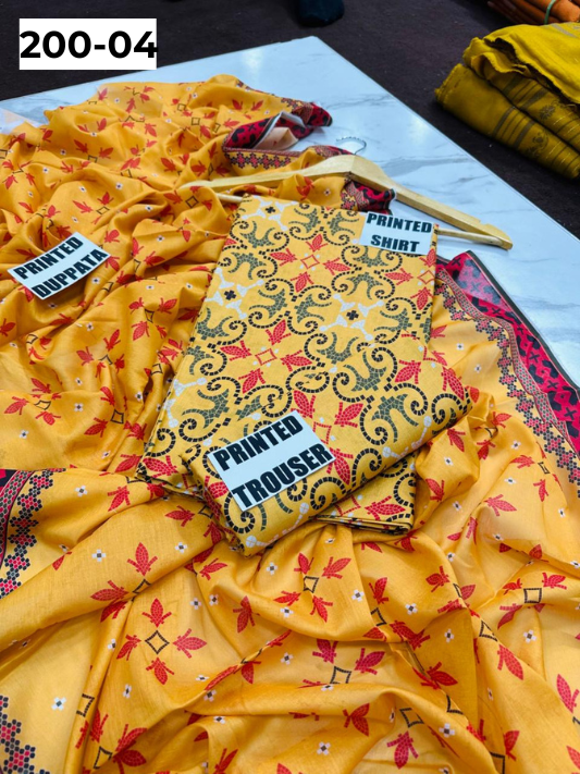 VOL 200 | DS 04 | DIGITAL PRINTED BANADORA LAWN 3PC VOIL LAWN DUPATTA