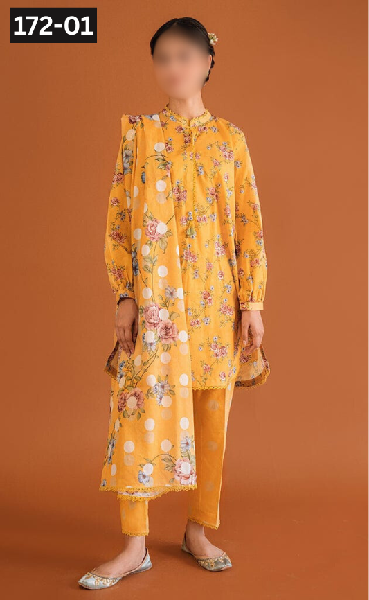 VOL 172 | DS 01 |  DIGITAL PRINTED KARANDI 3PC KARANDI DUPATTA