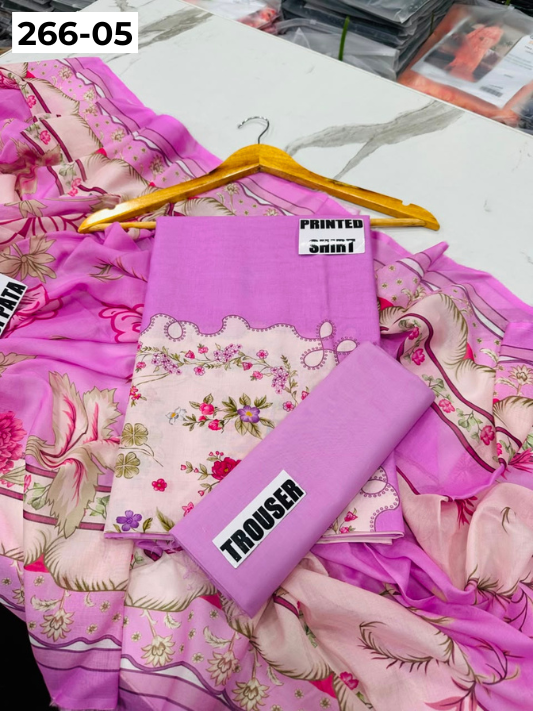 VOL 266 | DS 05 | AFSAANAH By SHANAYA | DIGITAL PRINTED 3PC LAWN SHIRT, DYED TROUSER, PRINTED VOIL DUPATTA