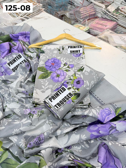 VOL 125 | DS 08 | DIGITAL PRINTED BANADORA LAWN 3PC VOIL LAWN DUPATTA