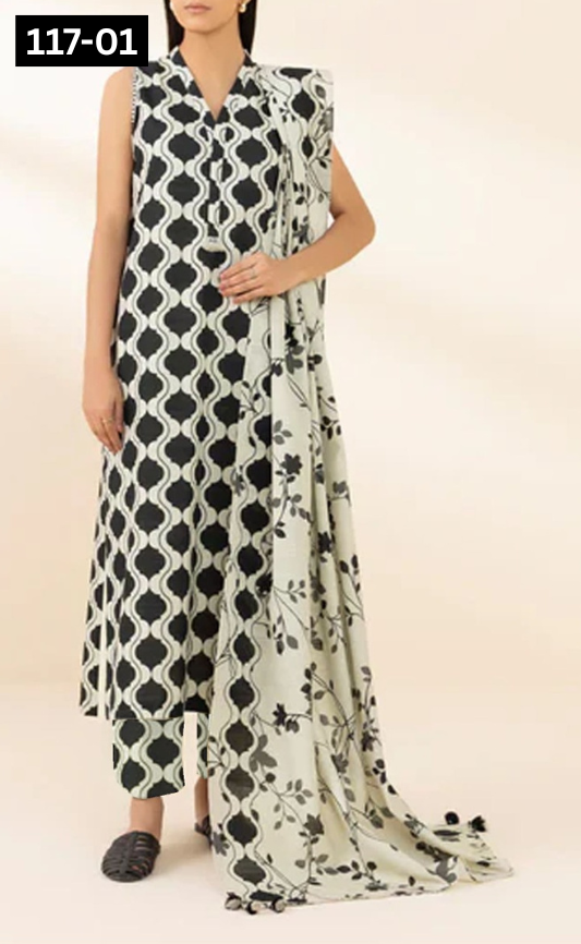 VOL 117 | DS 01 | DIGITAL PRINTED LAWN 3PC VOIL LAWN DUPATTA