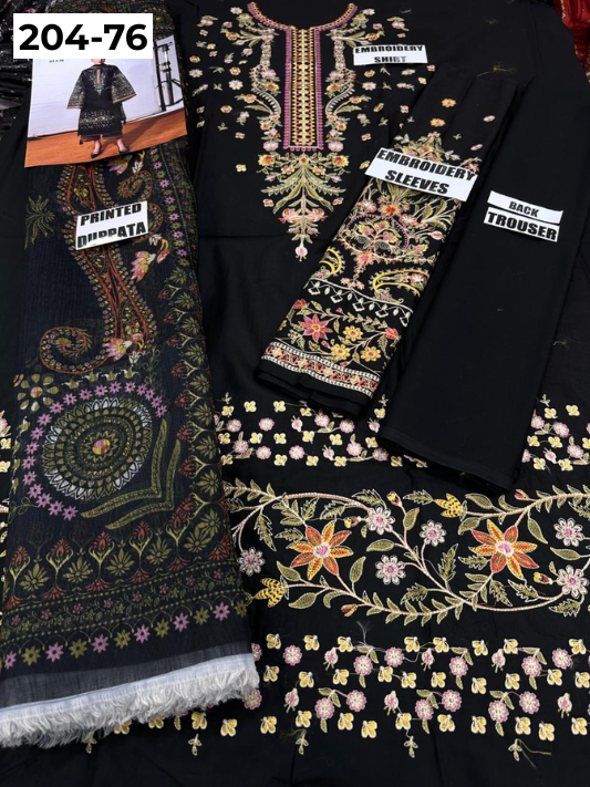 Vol 204 | DS 76 | LAWN EMBROIDERED THREE PIECE COLLECTION