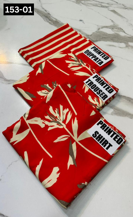 VOL 153 | DS 01 | DIGITAL PRINTED LINEN 3PC LINEN DUPATTA