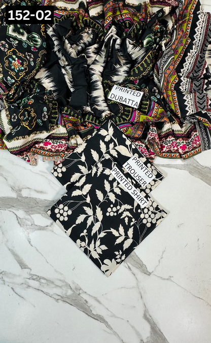 VOL 152 | DS 02 | DIGITAL PRINTED LINEN 3PC LINEN DUPATTA