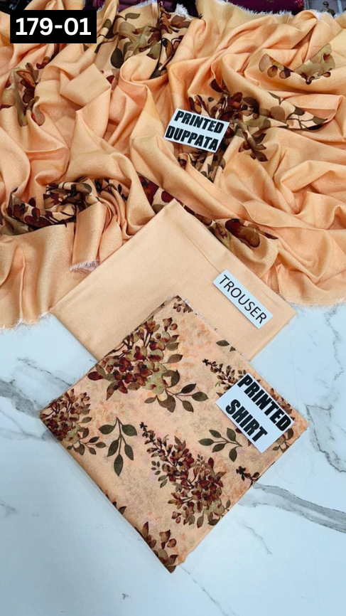 VOL 179 | DS 01 | DIGITAL PRINTED BANADORA KARANDI 3PC DYED TROUSER