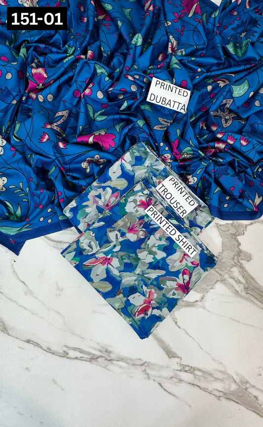 VOL 151 | DS 01 | DIGITAL PRINTED LINEN 3PC LINEN DUPATTA