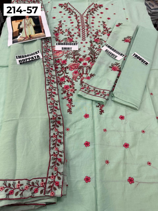 VOL 214 | DS 57 | LAWN LUXURY EMBROIDERED 3PC