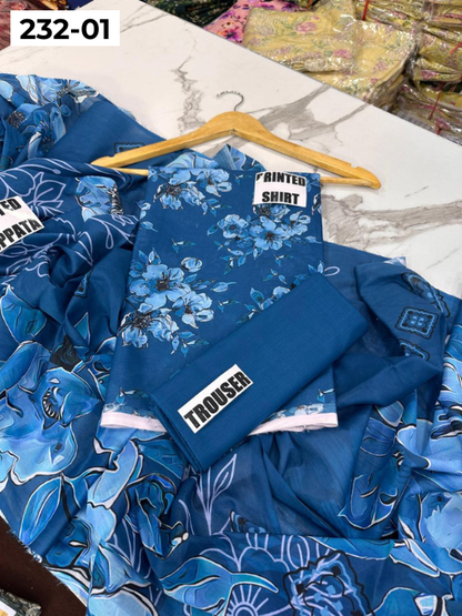 VOL 232 | DS 01 | Sapphire LAWN |  DIGITAL PRINTED LAWN THREE PIECES LAWN SHIRT LAWN DUPATTA