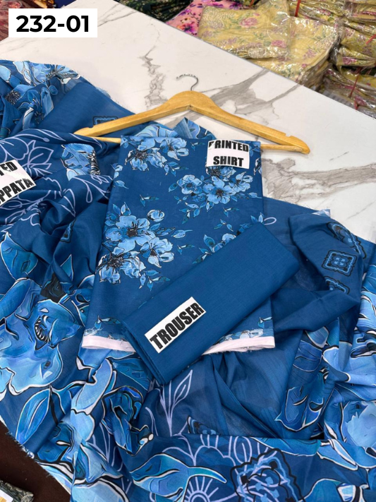 VOL 232 | DS 01 | Sapphire LAWN |  DIGITAL PRINTED LAWN THREE PIECES LAWN SHIRT LAWN DUPATTA