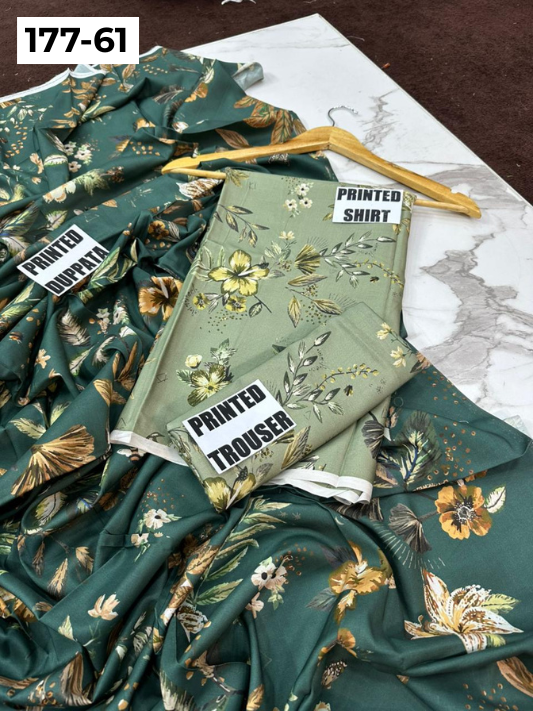 VOL 177 | DS 61 | DIGITAL PRINTED LINEN 3PC LINEN DUPATTA