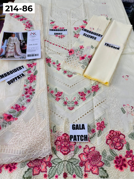 VOL 214 | DS 86 | LAWN LUXURY EMBROIDERED 3PC