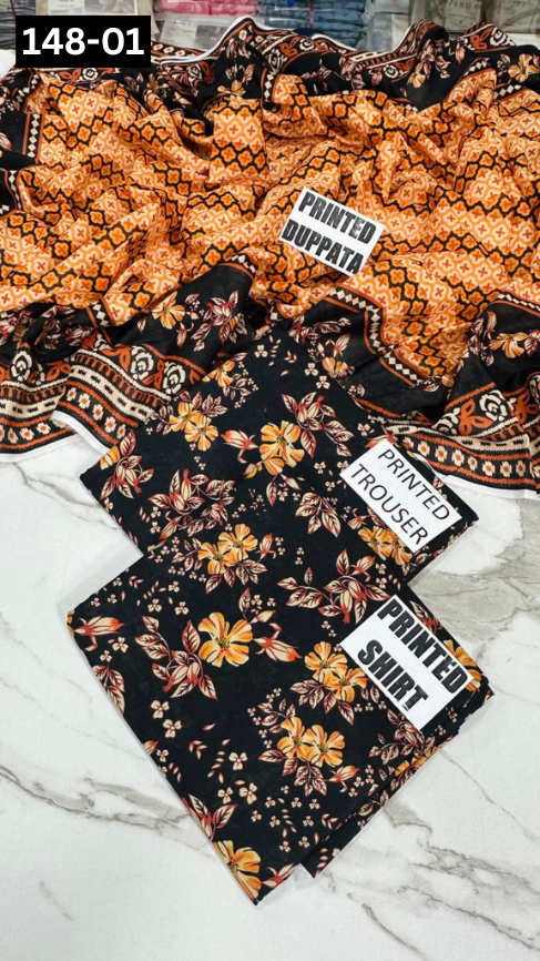 VOL 148 | DS 01 | DIGITAL PRINTED LAWN 3PC VOIL LAWN DUPATTA