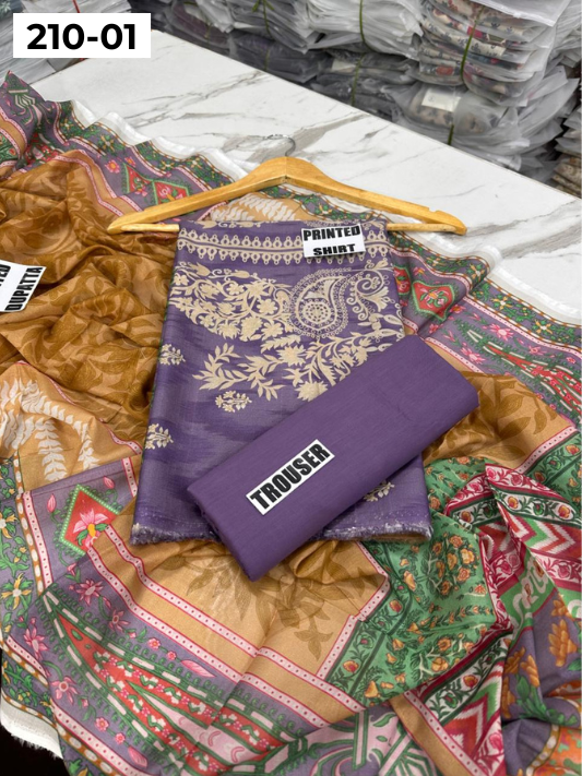 SAPPHIRE LAWN 3PC VOL 210 | DS 01 | DIGITAL PRINTED LAWN SHIRT VOIL LAWN DUPATTA DYED TROUSER