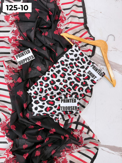 VOL 125 | DS 10 | DIGITAL PRINTED BANADORA LAWN 3PC VOIL LAWN DUPATTA