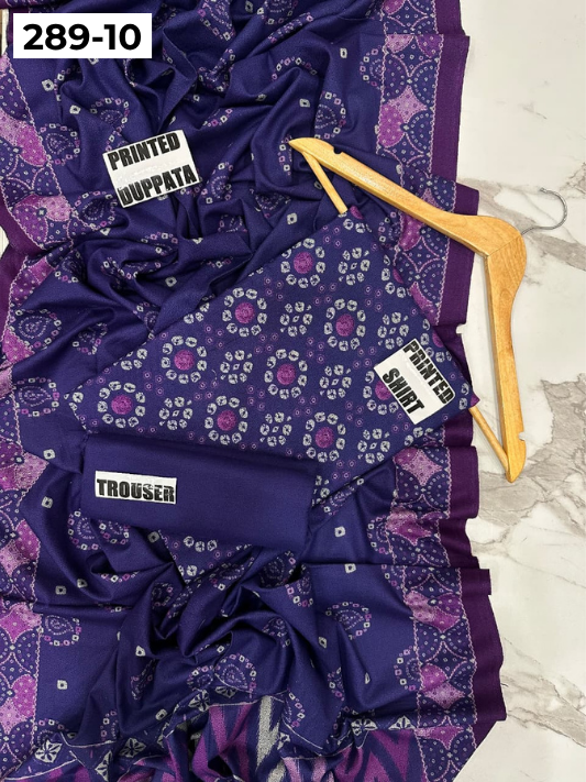 VOL 289 | DS 10 | PREMIUM DHANAK WINTER COLLECTON - DIGITAL PRINTED 3 PIECE SUIT | Printed Allover Shirt | Plain Dyed Matching Trouser | Printed Dupatta