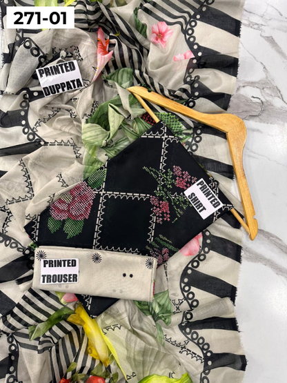 VOL 271 | DS 01 | Sana safinaz | DIGITAL PRINTED 3PC LAWN SHIRT, PRINTED TROUSER, PRINTED VOIL DUPATTA