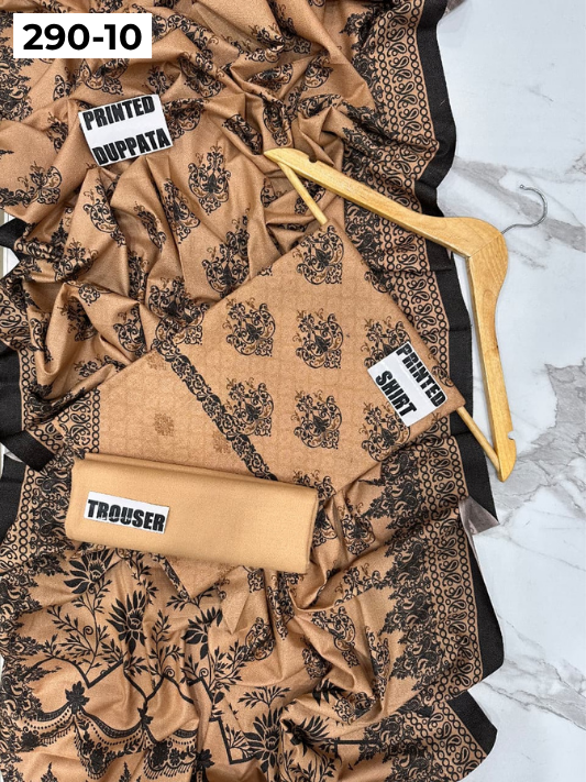 VOL 290 | DS 10 | PREMIUM DHANAK WINTER COLLECTON - DIGITAL PRINTED 3 PIECE SUIT | Printed Shirt with Neck Design | Plain Dyed Matching Trouser | Printed Dupatta