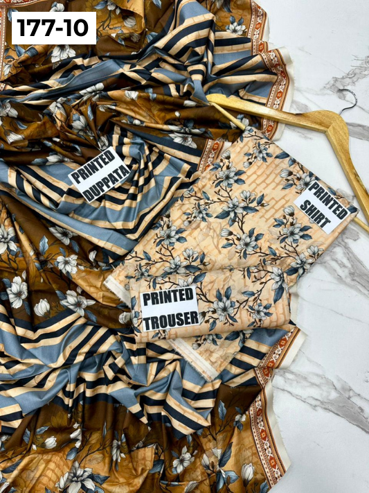 VOL 177 | DS 10 | DIGITAL PRINTED LINEN 3PC LINEN DUPATTA