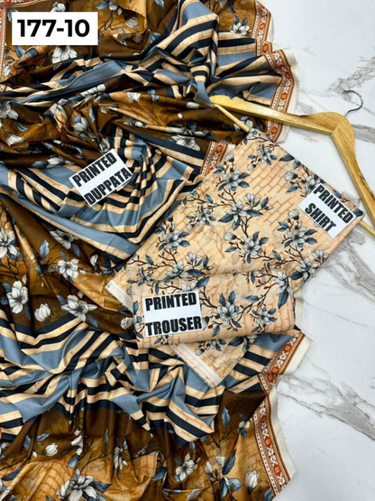 VOL 177 | DS 10 | DIGITAL PRINTED LINEN 3PC LINEN DUPATTA