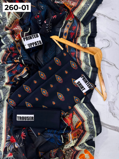 VOL 260 | DS 01 | Madham By Lala | DIGITAL PRINTED LAWN THREE PIECES