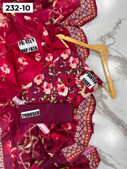 VOL 232 | DS 10 | Sapphire LAWN |  DIGITAL PRINTED LAWN THREE PIECES LAWN SHIRT LAWN DUPATTA