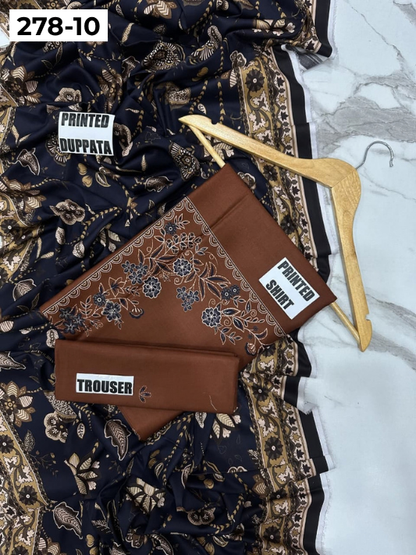 VOL 278 | DS 10 | MANNAT BY SHANAYA | DIGITAL PRINTED 3PC STONE VISCOSE SHIRT, PRINTED TROUSER, PRINTED STONE VISCOSE DUPATTA