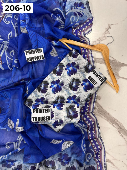 VOL 206 | DS 10 | DIGITAL PRINTED TANADORA LAWN 3PC VOIL LAWN DUPATTA